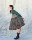 Green pineapple long sleeve tier Mini dress