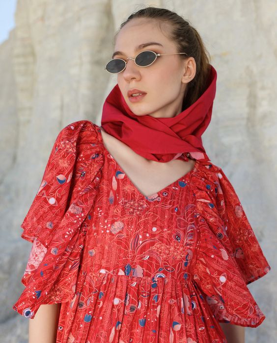 Red butterfly tropical Maxi dress