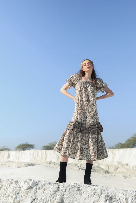 Delicate mocha tier Maxi dress