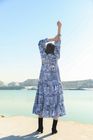 Blue brid print tier maxi dress