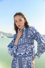 Blue brid print tier maxi dress