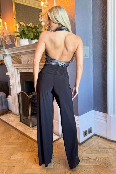 Barium jumpsuit in gunmetal shimmer & black