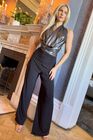 Barium jumpsuit in gunmetal shimmer & black