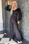 Indium jumpsuit with bell sleeve in black sequin & black