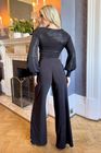 Indium jumpsuit with bell sleeve in black sequin & black