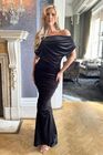 Platinum gown in black sparkle velvet
