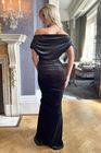 Platinum gown in black sparkle velvet