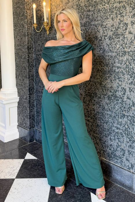 Venice jumpsuit in forest sparkle & forest