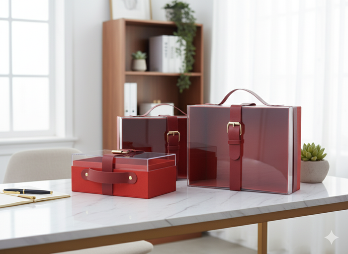 Acrylic Gift Boxes With Buckle Design - Set of 3 (Colors Available)