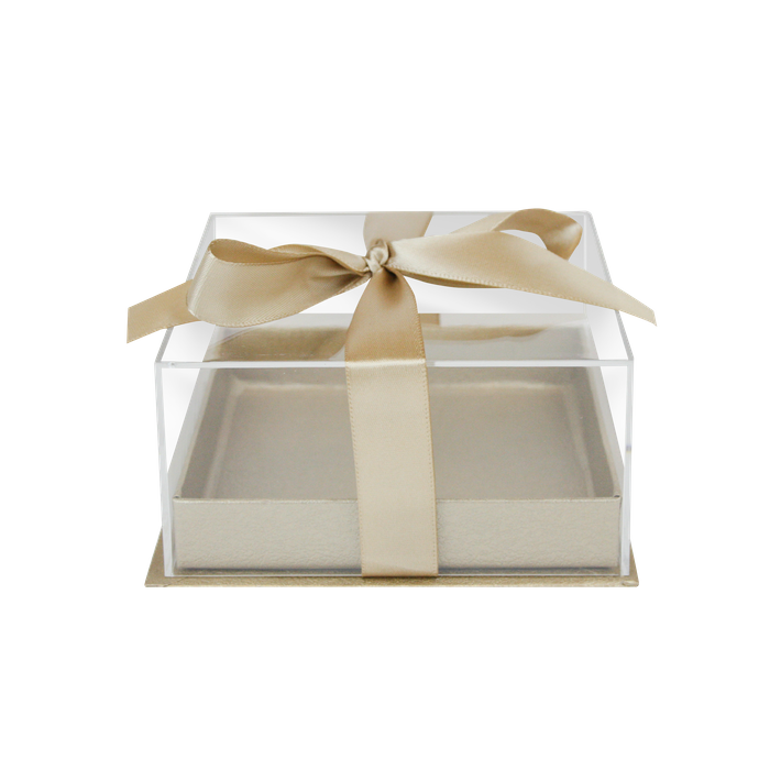 Acrylic Gift Box With Clear Lid and Ribbon (Sizes & Colors Available)