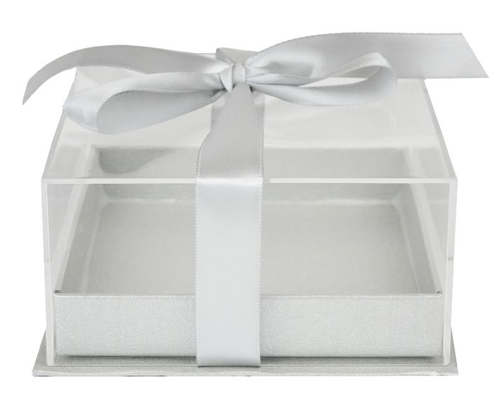 Acrylic Gift Box With Clear Lid and Ribbon (Sizes & Colors Available)