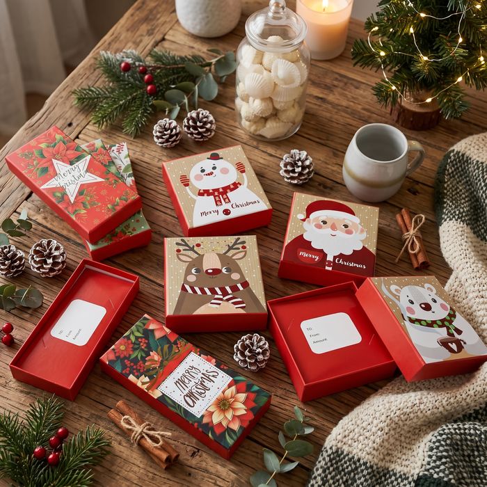 Festive Christmas Gift Card Boxes - Pack of 4