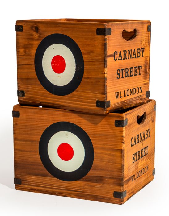 Set of 2 Antiqued Wooden 