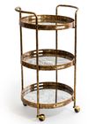 Antique Gold Drinks Trolley w/ Mirrored Serving Trays