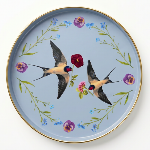 Lisa Beaumont Design - Swooping Swallows Enamel Tray (SKU: SST1)