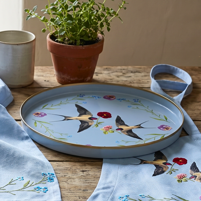 Lisa Beaumont Design - Swooping Swallows Enamel Tray (SKU: SST1)