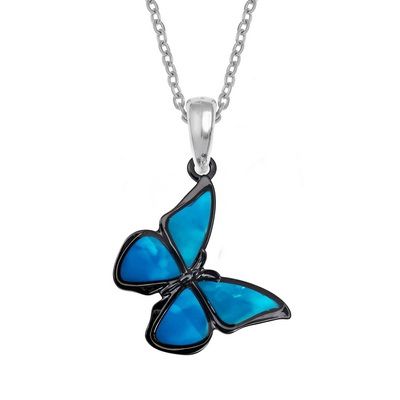 TJ991 Blue morpho butterfly necklace