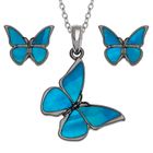 TJ991 Blue morpho butterfly necklace