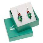 TJ664 Holly leaf necklace & stud earrings