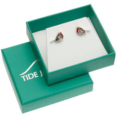 TJ590 Robin necklace & stud earrings