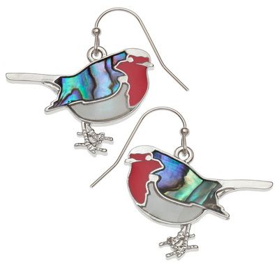 TJ590 Robin necklace & stud earrings