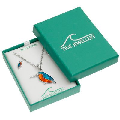 TJ588 Kingfisher necklace & earring stud set