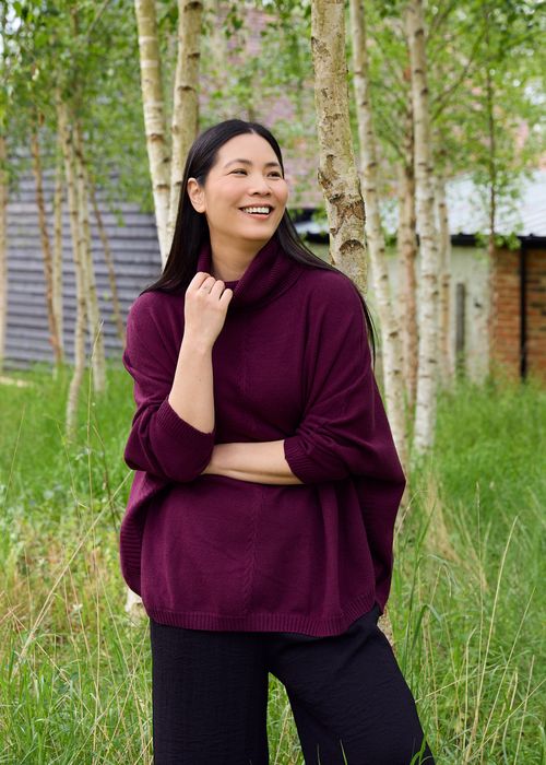 Waffle Cowl Neck Jumper