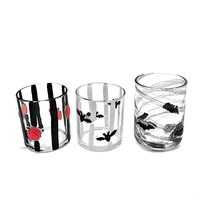 Hand painted Christmas glass tumbler