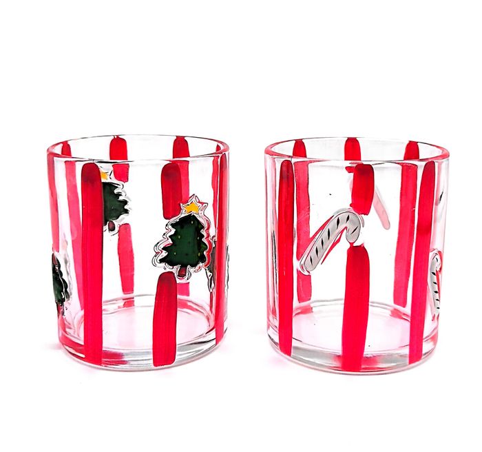 Hand painted Christmas glass tumbler