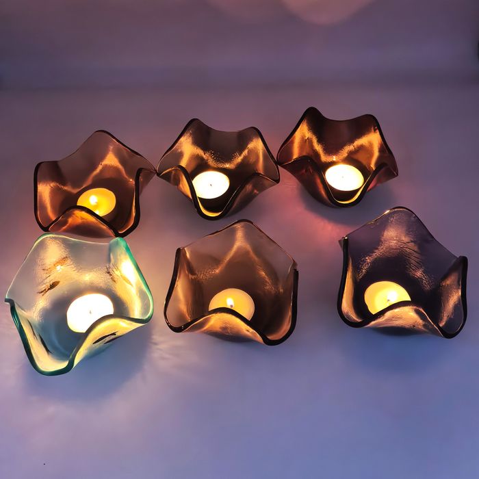 Hand painted fancy glass candle holder