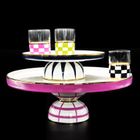 Hand painted ceramic tray and glass cup