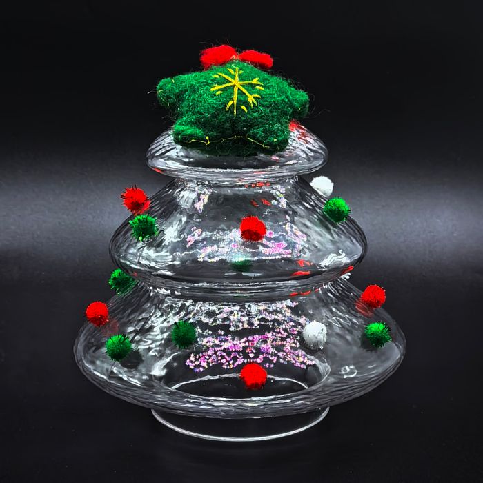 Iridescent glass Christmas tree container