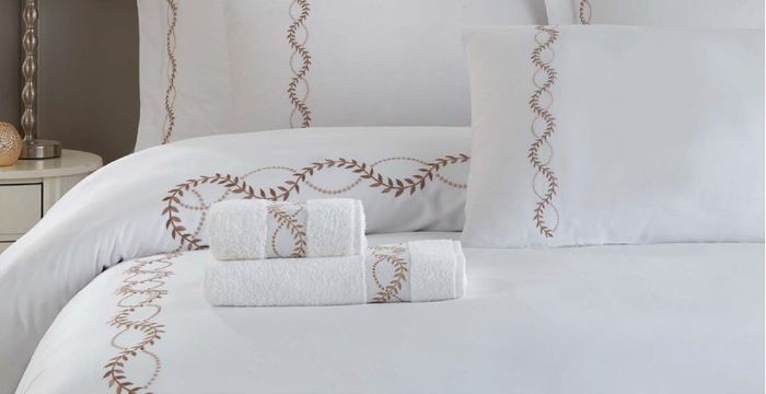 Embroidered Cotton Satin, Hotel Textile