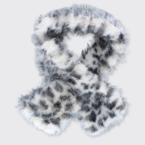 Snow Leopard Faux Fur Push Through - Blue/White