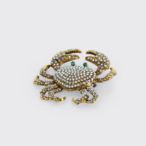 Diamante Crab Brooch - Iridescent