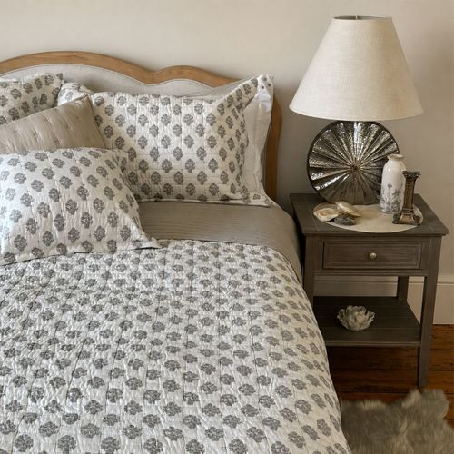 Eversley Garden Bedspread Collection - Pink, Blue & Stone