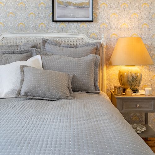 Melbury Bedspread Collections - French Grey and Olive Green