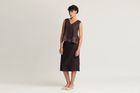 Mulberry Silk Contrast Embroidered V-Neck Top