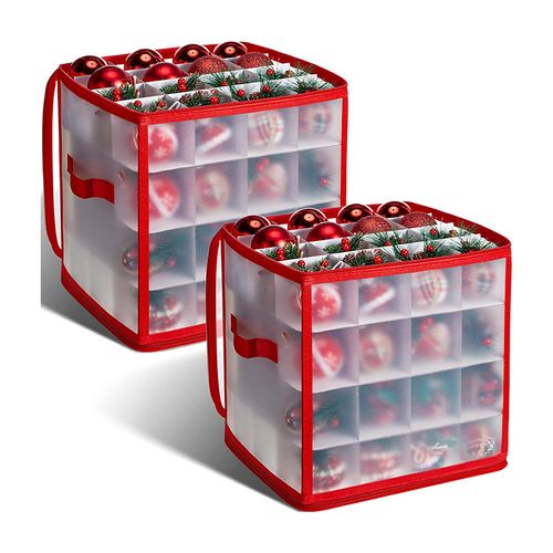 Translucent 64-Bauble Storage Box with Protective Grid Dividers