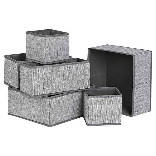6-Piece Multi-Size Fabric Drawer Organiser Set for Underwear & Accessories