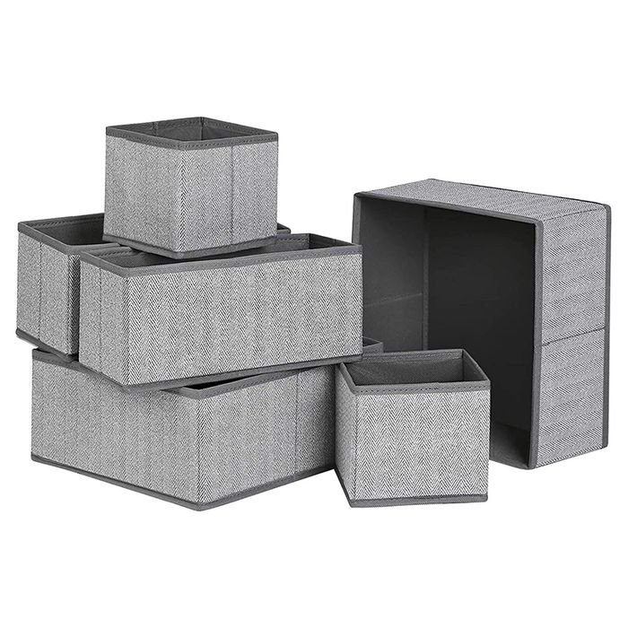 6-Piece Multi-Size Fabric Drawer Organiser Set for Underwear & Accessories