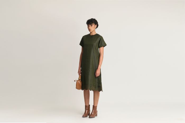 Mulberry Silk Embroidered Dress