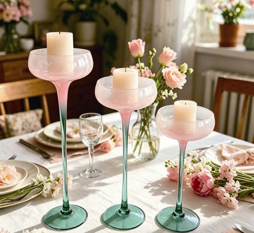 Glass candle holder set