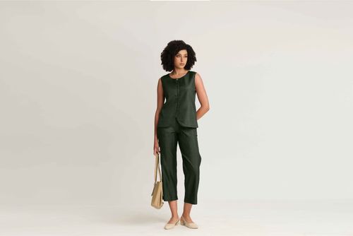 Mulberry Silk Wide Neck Vest and Pant Set