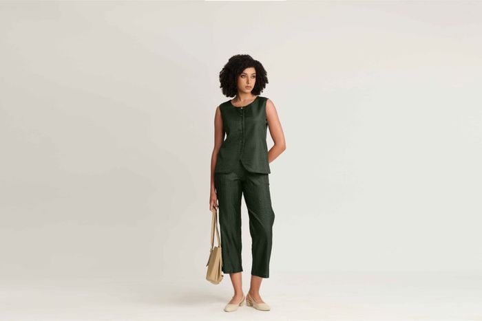 Mulberry Silk Wide Neck Vest and Pant Set