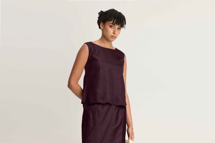 Mulberry Silk Embroidered Boat Wrap Skirt Set