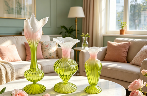Ribbed borosilicate glass vase