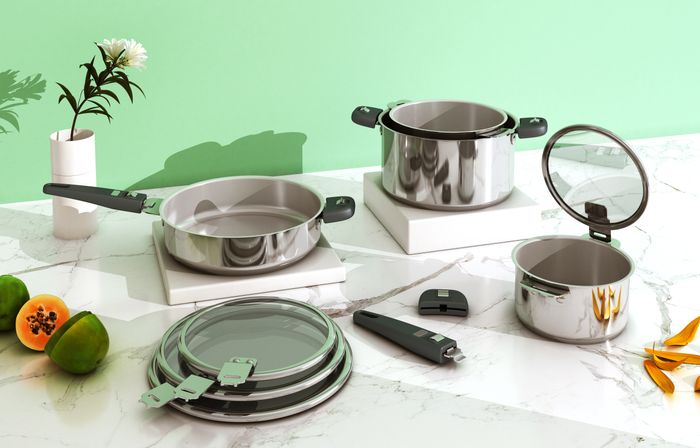 Space-Saving Stackable 304 Stainless Steel Pot with Removable Handle