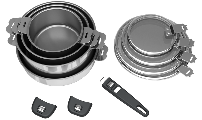 Space-Saving Stackable 304 Stainless Steel Pot with Removable Handle