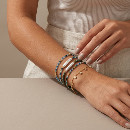Blue Apatite & Pearl Bracelet Collection